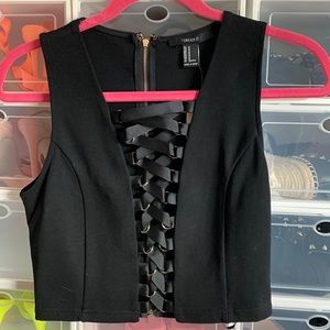 Zip back.. tie front top. Hot!